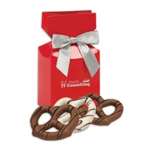 Chocolate Covered Pretzels Gift Box With Bow