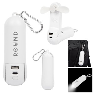 Rechargeable Power Bank with Fan & Flashlight